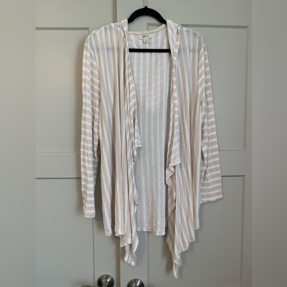 Striped Open Front Cardigan